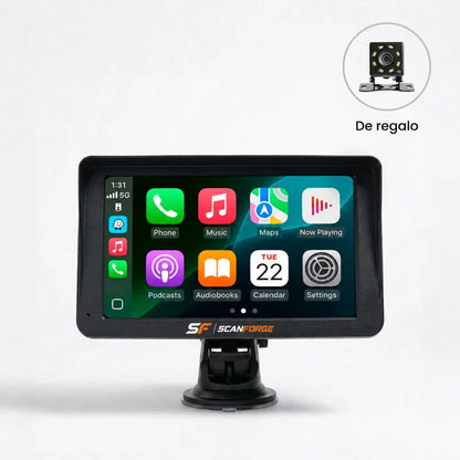 Scanforge Prime 7" – Pantalla Portátil con Apple CarPlay, Android Auto y Cámara de Retroceso